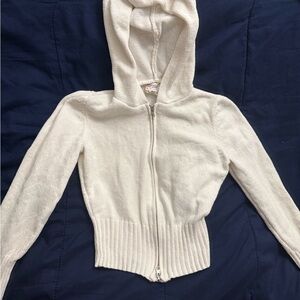 Women's Cream Zip-Up Hoodie Sweater